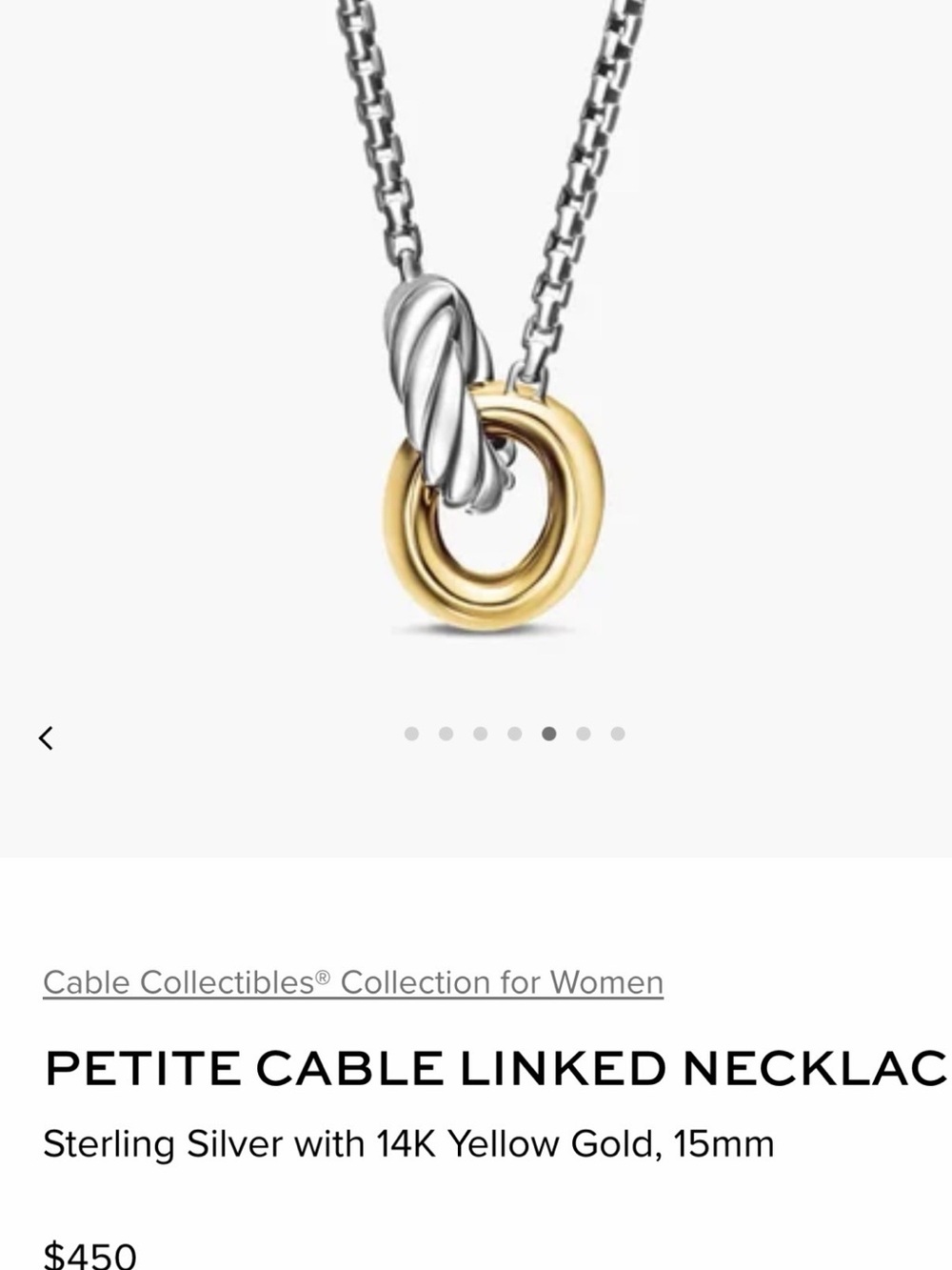 David Yurman Two-Tone Gold and Silver Interlocking Pendant Necklace - Picture 9 of 11